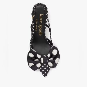 kate spade Rue Breezy Dot Slingback Pumps Black and White Polka Dot with Bow